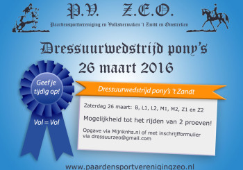 Uitslagen dressuurwedstrijd pony’s 26 maart!